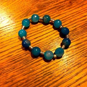 Homemade size 7 stretchy bracelet blue and silver